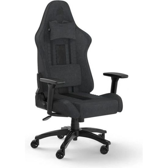 CORSAIR - Chaise bureau - Fauteuil Gaming - TC100 RELAXED - Tissu - Ergonomique - Accoudoirs réglables - Noir/Gris -