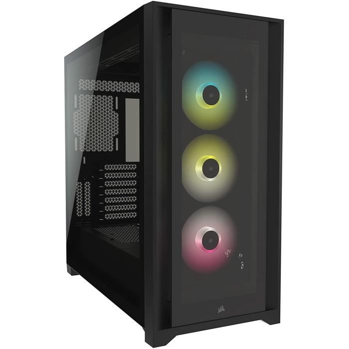 CORSAIR Boîtier PC iCUE 5000X RGB – Verre Trempé Moyen-Tour ATX – Noir (CC-9011212-WW)