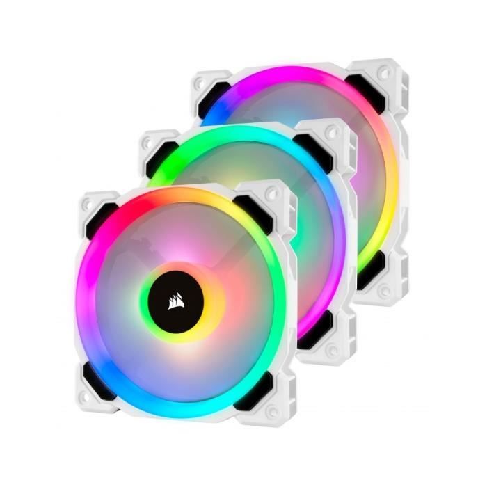 CORSAIR Ventilateur LL120 Pro LED RGB 120mm Blanc (Pack de 3) – (CO-9050092-WW)