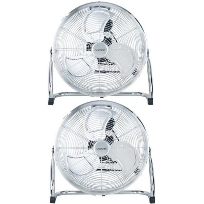 Ventilateur industriel de sol Brasseur d'air OCEANIC 3 vitesses Ø 45 cm Chromé Lot de 2
