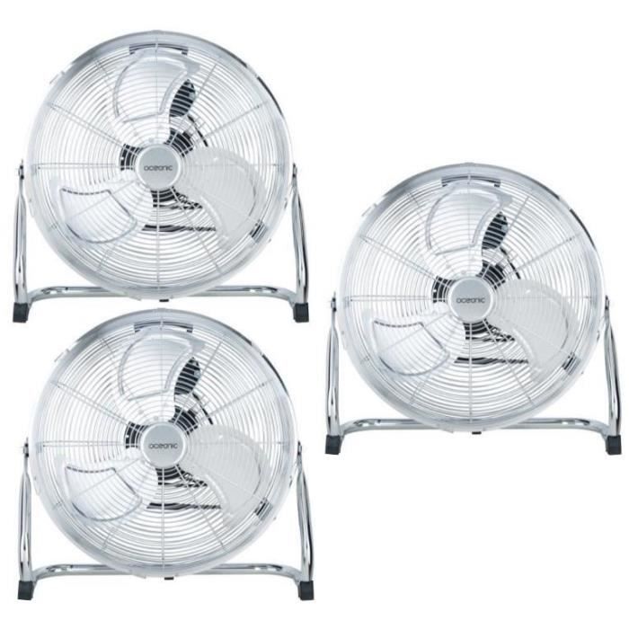 Ventilateur industriel de sol Brasseur d'air OCEANIC 3 vitesses Ø 45 cm Chromé Lot de 2 - vue 2