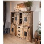 MASSIVMOEBEL24 Buffet industriel - Fer et Bois massif de manguier laqué (Bois naturel) - RAILWAY #125