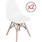 DORAFAIR Dora Household 2 × Chaise Design Scandinave pieds en bois de hêtre sec-Blanc