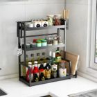 MTM Étagère à Épices avec 3 Niveaux Rangement Épices Cuisine pour Comptoir de Cuisinee en Acier Inoxydable,Porte-Épices,45x22x61cm,Noir