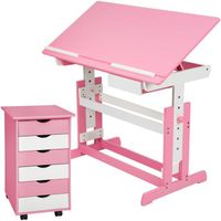 Bureau enfant avec caisson meuble rose 0508096