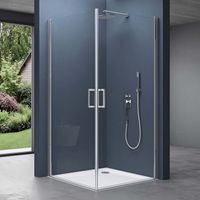 Cabine de douche pare douche design 90x70x195cm Rav24k avec 2 portes pivotantes verre de securite de 6 mm transparent et son