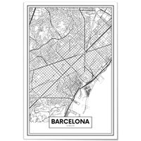 Tableau Panorama Carte de Barcelone 35x50 cm - Imprimée sur Toile - Tableau Ville Noir Blanc