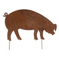 Décoration De Jardin Métal "cochon" 58cm Marron