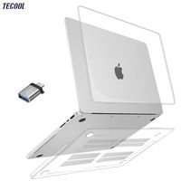 TECOOL Coque Compatible pour MacBook Pro 14 Pouces M1 A2442 M2 A2779 Pro/Max Sorti en 2021 2023 + Adaptateur USB-C, Transparent