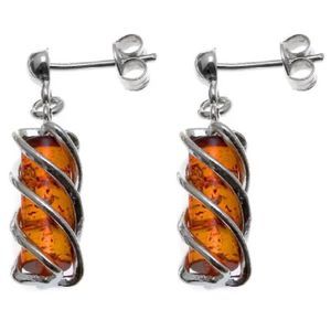 Sterling Silver Teardrop Leverback Dangle Boucles D/'oreilles Avec Véritable Cognac Ambre.