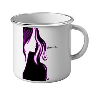 BOL Mug Métal Tasse Dessin Femme Cheveux Longs Noir Violet Chuuut