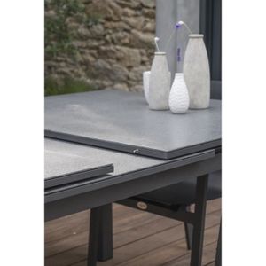 Dcb Garden Table Miami En Aluminium Et Verre Avec Rallonge