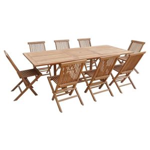 Ensemble table et chaise de jardin Salon de jardin en teck LOMBOK - table rectangulai