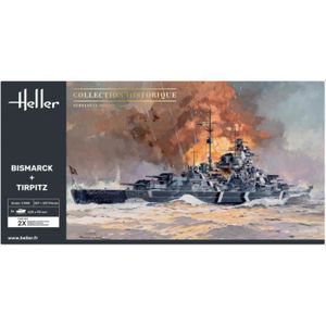 MAQUETTE DE BATEAU Maquette Bateau Bismarck + Tirpitz Twinset - HELLE