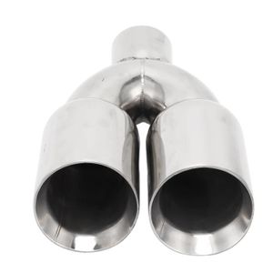 Embout D'Échappement Double Acier Inoxydable 63-76-220 Mm - Tuyau Queue Silencieux Voiture