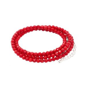 4 rangées Véritable corail rouge blanc d'eau douce Perles Élastique Femmes Bracelet Jonc
