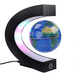 GLOBE TERRESTRE Globe terrestre flottant avec LED colorées en forme de C, bande magnétique anti-gravité, carte du monde rotative pour enfants, c38