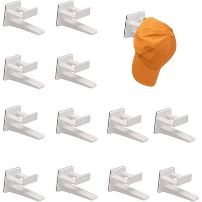12 Crochets Adhésifs Pour Chapeaux Et Casquettes - Organisateur Mur Porte-Chapeaux