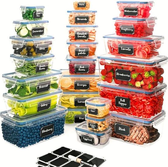 Lot De 8 Boîtes Alimentaires Hermétiques Lre Co. - 4 Tailles (450ml à 1900ml) - Congélation Et Micro-ondes