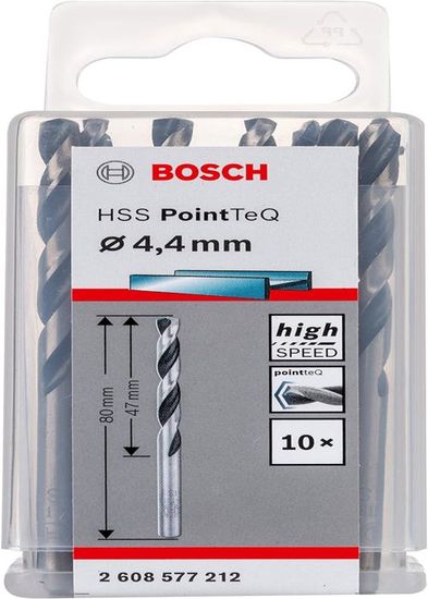 Foret Hélicoïdal HSS PointTeQ Bosch 8mm - Pour Métal, Longueur Travail 75mm, Pointe Auto-centreuse, Perçage Rapide Et Précis