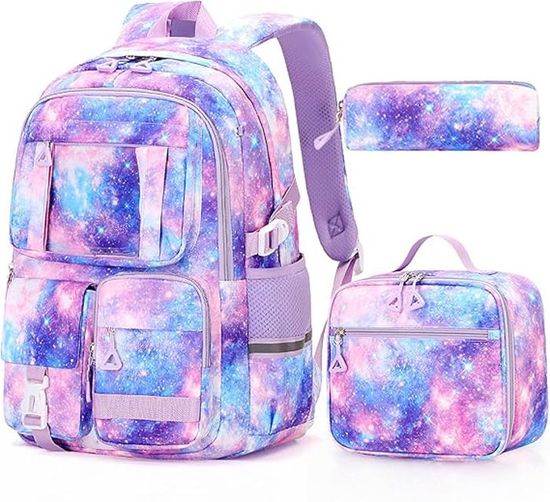 Sac à Dos Scolaire Fille AUIVTY - 45cm Avec Lunch Box Compartiment Ordinateur