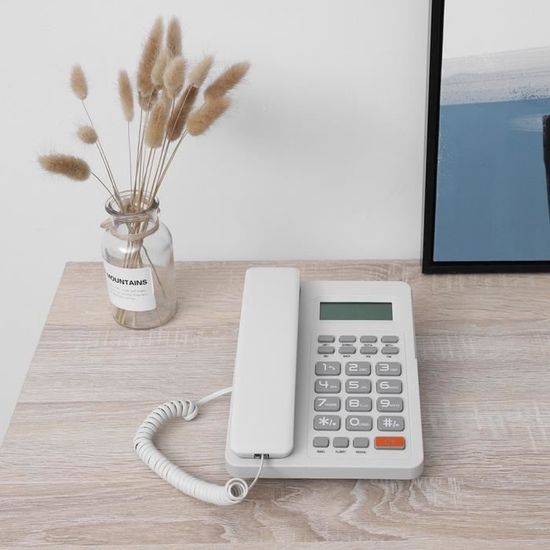Mini téléphone fixe filaire de bureau téléphone fixe montable au mur prend  en charge les fonctions de