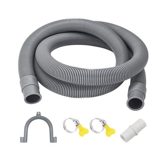 1.5M X 20 Mm Tuyau Vidange Machine A Laver, Tuyau De Vidange Universel Avec Support Et Colliers De Serrage Rallonge Tuyau Vidange Machine Pour Machine A Laver Et Lave Vaisselle Gris 84651990