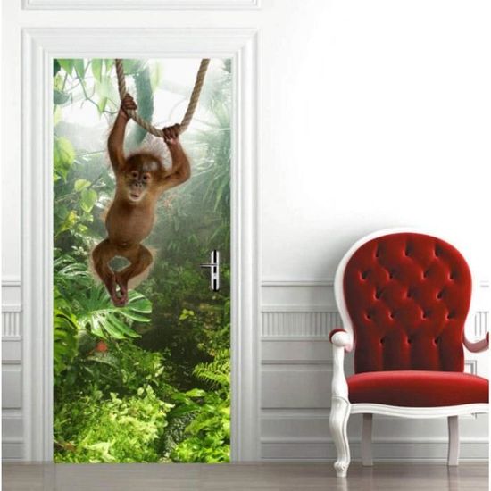 Sticker Porte Auto-adhésif Sticker Porte 3D ZOOINB - Déco Adhésive Imitation Bois 95x215cm Amovible Autocollant Porte Bois