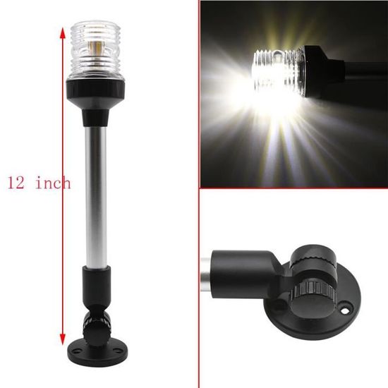 Feu De Navigation LED 12V/24V Pour Bateau – 360°, étanche, Noir
