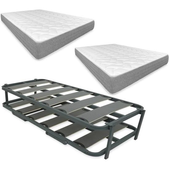 DUÉRMETE ONLINE Lit gigogne renforcé avec 2 matelas Viscotec Face
