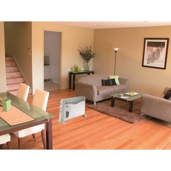 Convecteur électrique 2000W - Noir - Ventilateur Turbo - Thermostat