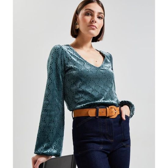 GRAIN DE MALICE Blouse velours femme Green Cdiscount Pret a Porter