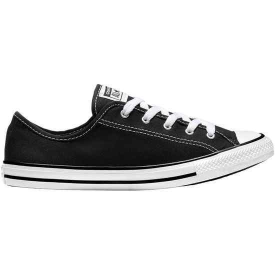 Baskets CONVERSE Chuck Taylor All Star Dainty Ox Femme Noir Lacets Plat Noir Cdiscount Chaussures