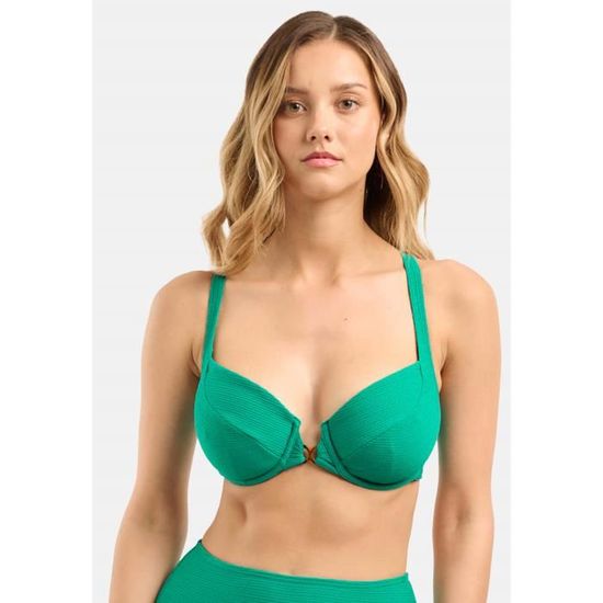 Haut de maillot de bain avec armatures drapé uni, noir