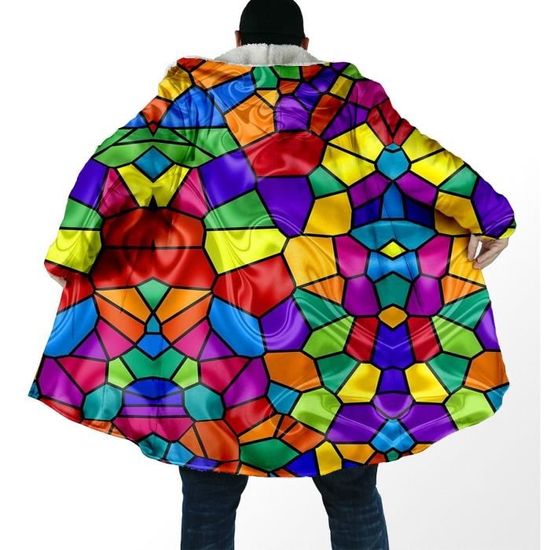Veste à Capuche Hippie En Fleece Patchwork Multicolore - Fait Main Népal - Neuf Avec étiquettes