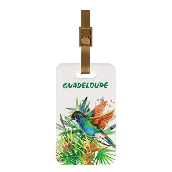 Étiquette Bagage Ronde Color Pop Motif Perroquet | Diamètre 10,5 Cm | PVC | Fabriqué En France | Sangle Dorée Incluse