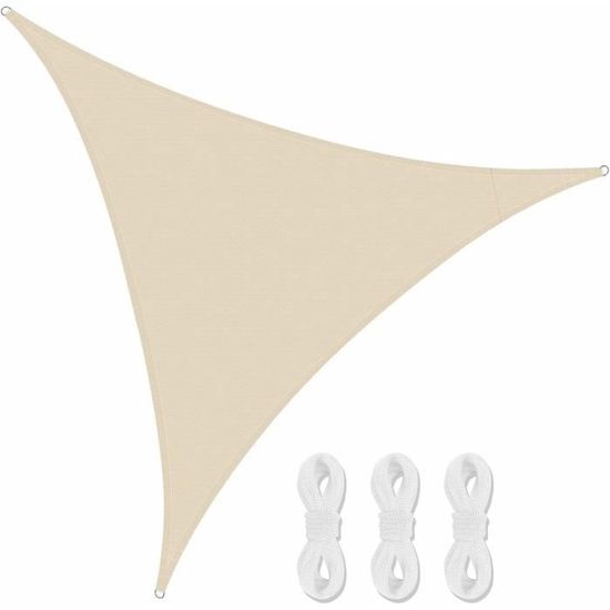 Voile D'ombrage Triangulaire 3x3m - Imperméable, Protection UV - Pour Terrasse, Jardin, Balcon - Couleur Beige - 3