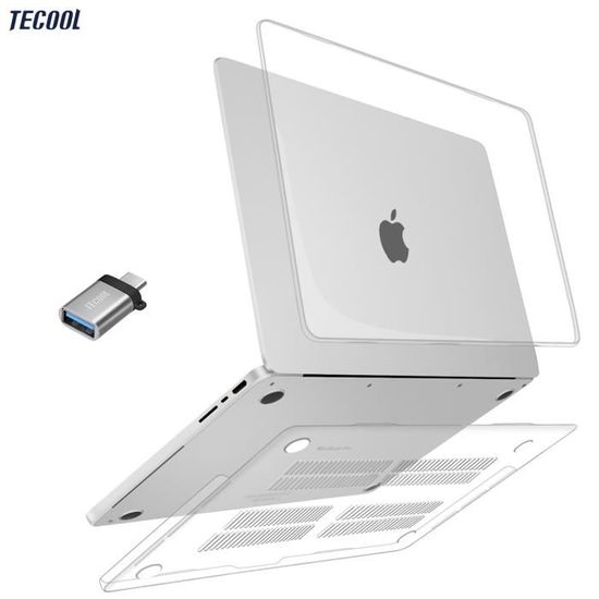 TECOOL Coque Compatible pour MacBook Pro 14 Pouces M1 A2442 M2 A2779 Pro/Max  Sorti en 2021 2023 + Adaptateur USB-C, Transparent - Cdiscount Informatique