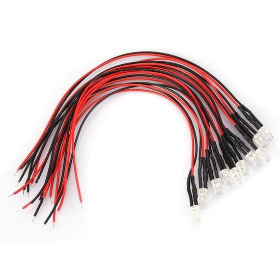 Lot De 10 LEDs Chapeau De Paille 8 Mm - Couleurs Blanc, Rouge, Bleu, Jaune, Vert - Pour Bricolage électronique