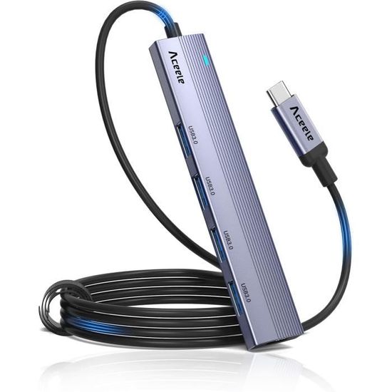 Hub USB C Vers 4 Ports USB 3.0 - Adaptateur Multiport Aluminium - 5Gbps