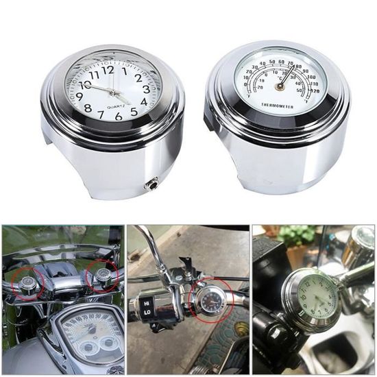 Horloge De Guidon Pour Moto – Étanche Et Résistante Aux Chocs – Design Métal Noir – Installation Facile