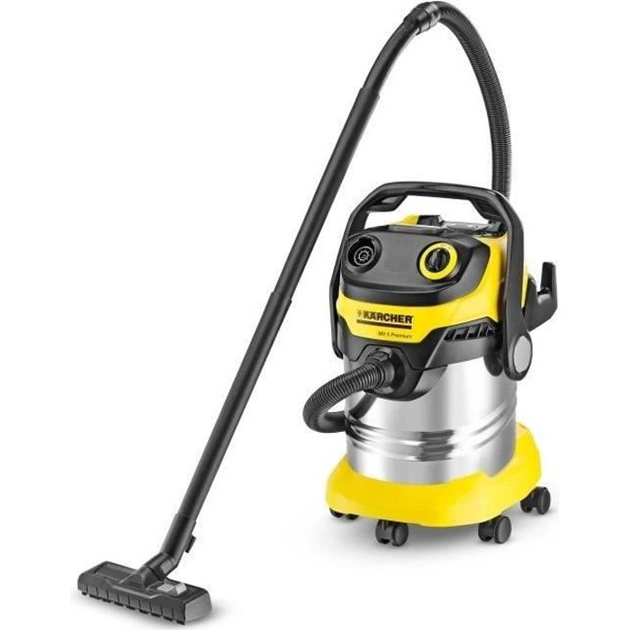 Aspirateur eau et poussière KARCHER WD 5 Premium - Cuve inox 25 L - 1100W  (Fonction soufflerie) - Cdiscount Bricolage