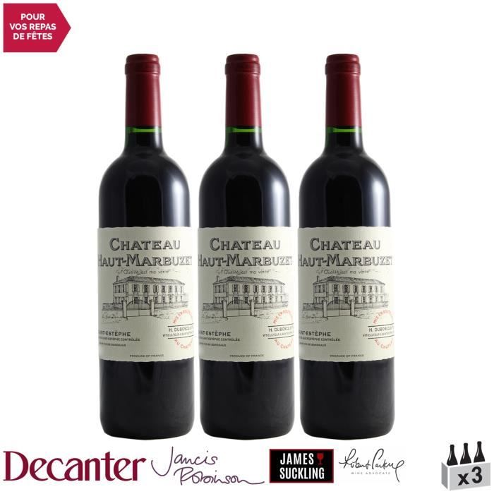 Château Haut-Marbuzet MAGNUM Rouge 2018 - Lot de 3x150cl - Vin Rouge de Bordeaux - Appellation AOC Saint-Estèphe