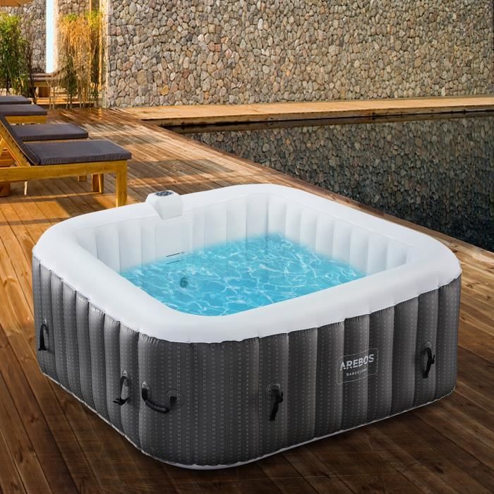 AREBOS Spa Gonflable In-Outdoor Whirlpool Piscine Massage bien-être 185x185cm