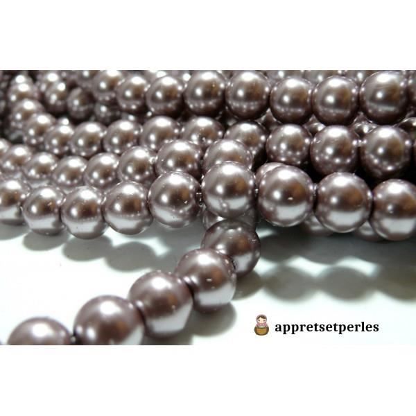 Offre spéciale : 1 fil environ 85 perles de verre nacre vieux rose foncé 10mm ref B27