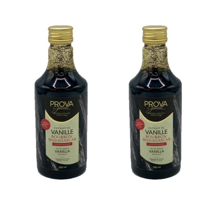 Lot 2x Extrait vanille Bourbon de Madagascar avec graines - Prova Gourmet - bouteille 250ml