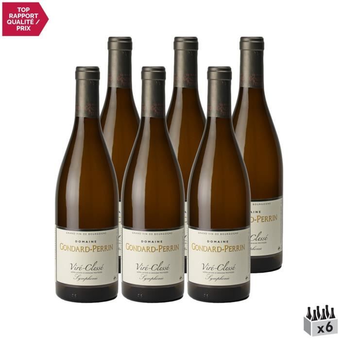 Viré-Clessé Symphonie Blanc 2018 - Lot de 6x75cl - Domaine Gondard Perrin - Vin AOC Blanc de Bourgogne - Cépage Chardonnay