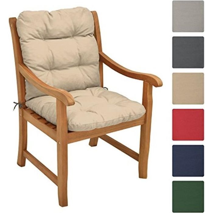 Beautissu Coussin Flair NL 100x50x8cm - Nature - Coussin dossier bas pour chaise fauteuil de jardin terrasse