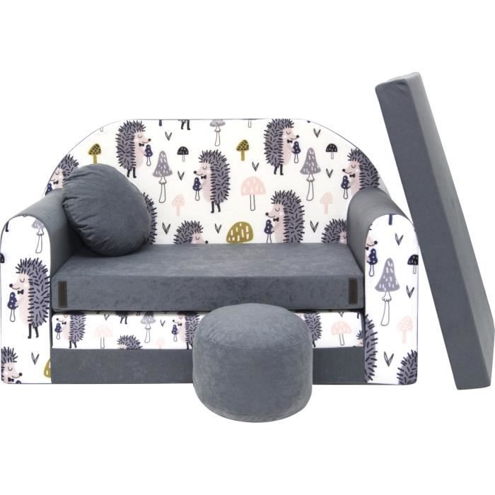 PPG4KIDS canapé-lit pour Enfant, avec Pouf, Repose-Pieds et Oreiller, Siège rabattable AX1
