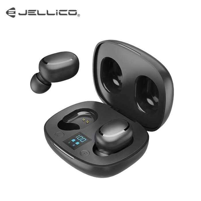 Jellico TWS Bluetooth écouteurs empreinte digitale tactile Bluetooth 5.0 stéréo basse véritable sans fil écouteurs - Type Black